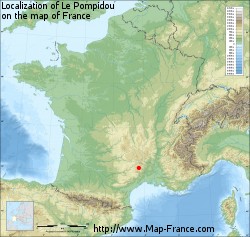 Le Pompidou on the map of France